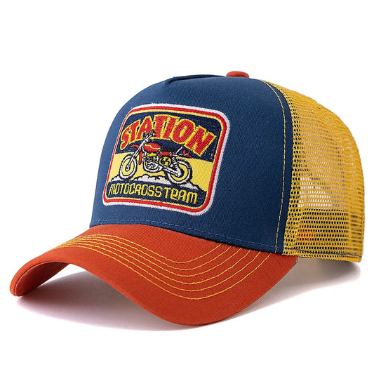 Motocross Station Trucker Cap - Cotton and Mesh Trucker for Riders and Casual Wear