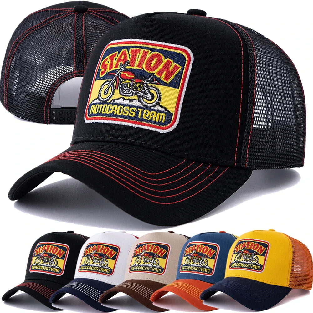 Motocross Station Trucker Cap - Cotton and Mesh Trucker for Riders and Casual Wear