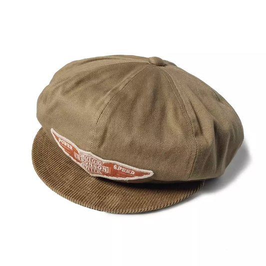 Motor Bronson Cycles Vintage Newsboy Cap - Cotton Newsboy Cap With Corduroy Brim