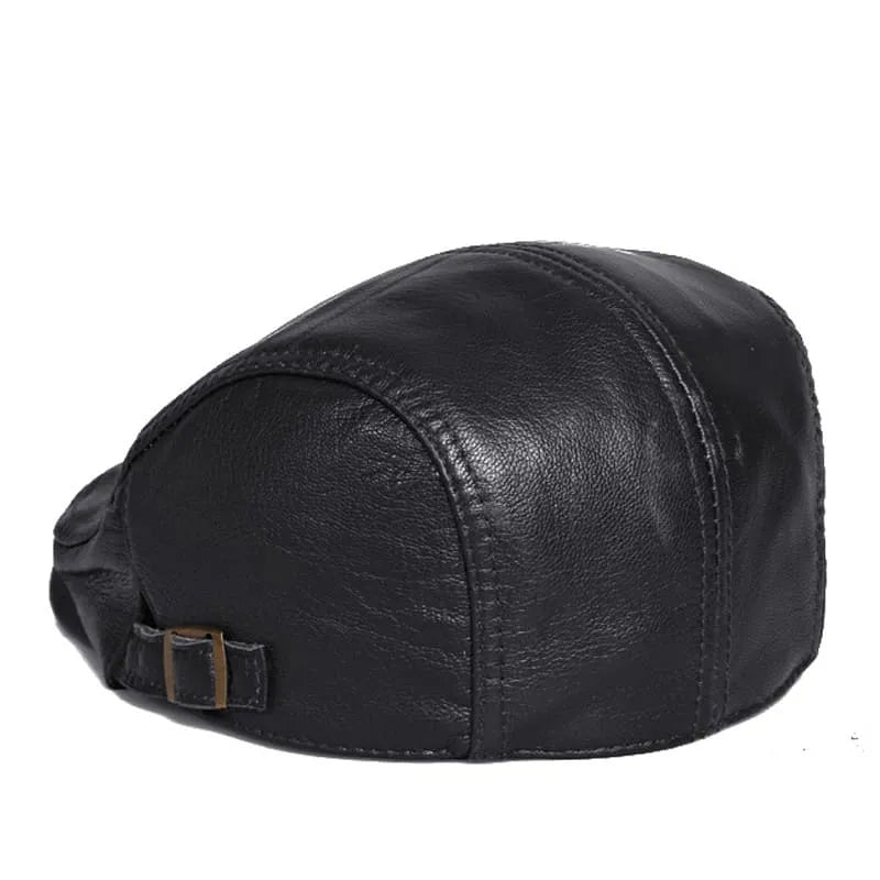 Mulholland Genuine Leather Duckbill Flat Cap - Timeless Leather Cap For All Occasions