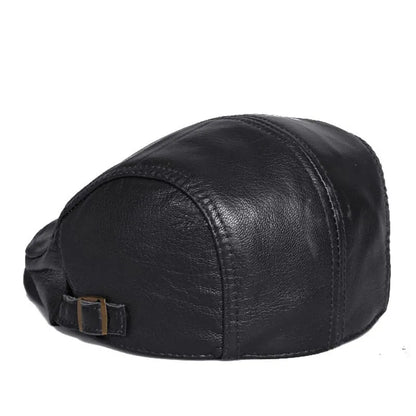 Mulholland Genuine Leather Duckbill Flat Cap - Timeless Leather Cap For All Occasions