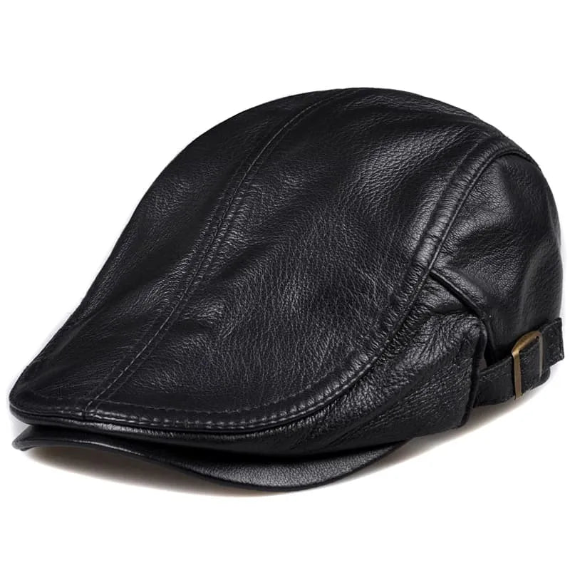 Mulholland Genuine Leather Duckbill Flat Cap - Timeless Leather Cap For All Occasions
