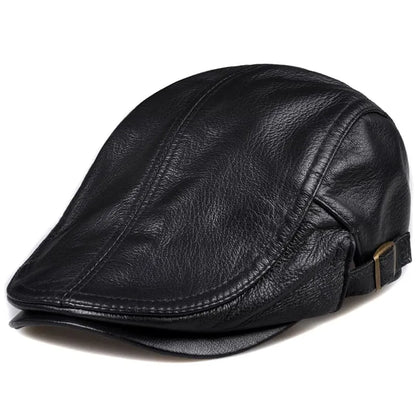 Mulholland Genuine Leather Duckbill Flat Cap - Timeless Leather Cap For All Occasions