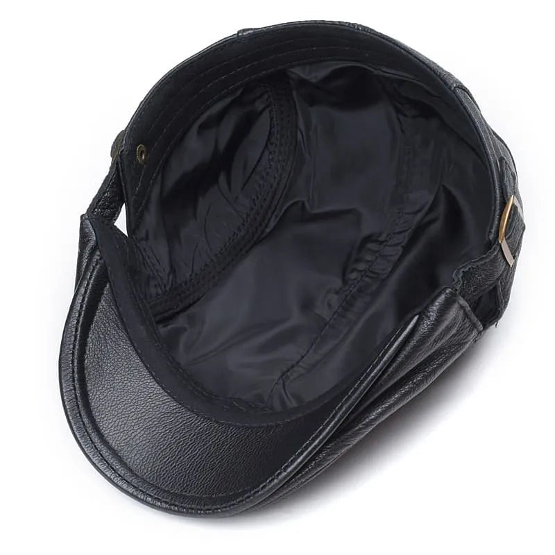 Mulholland Genuine Leather Duckbill Flat Cap - Timeless Leather Cap For All Occasions