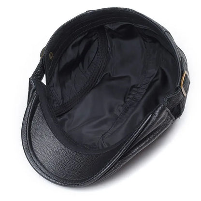 Mulholland Genuine Leather Duckbill Flat Cap - Timeless Leather Cap For All Occasions
