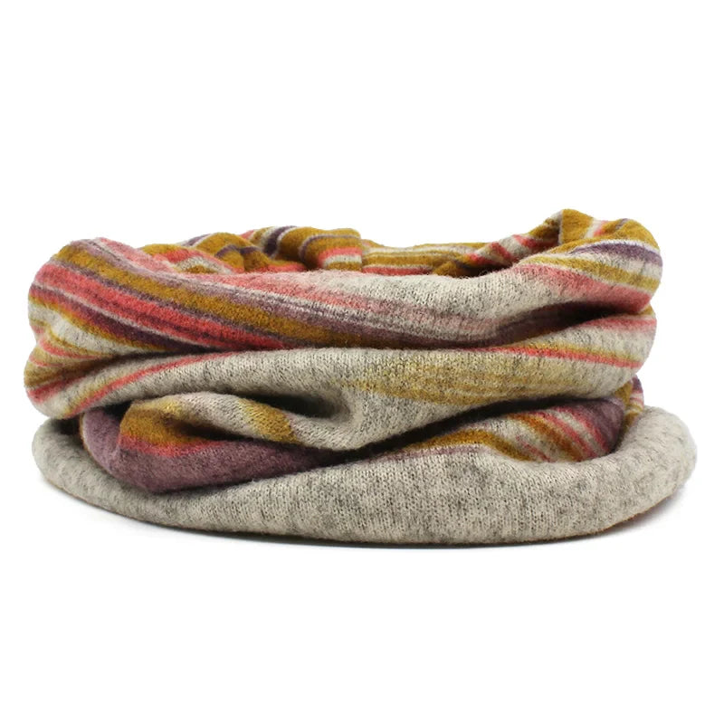 Striped Multicolor Snood Beanie Premium Edition - Urban Caps