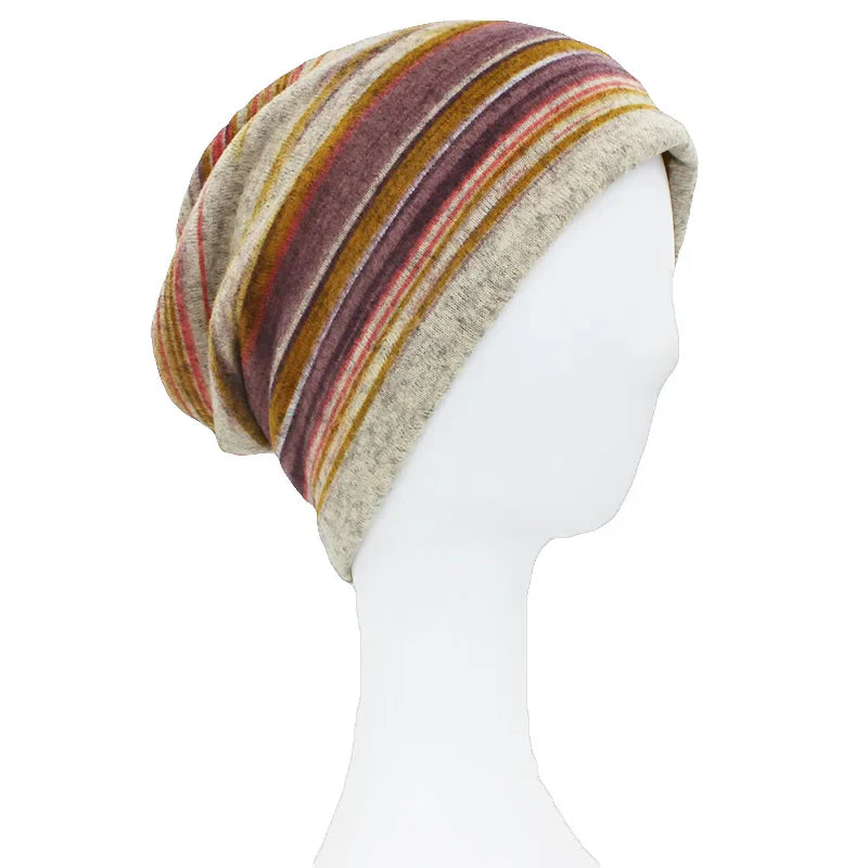 Striped Multicolor Snood Beanie Premium Edition - Urban Caps