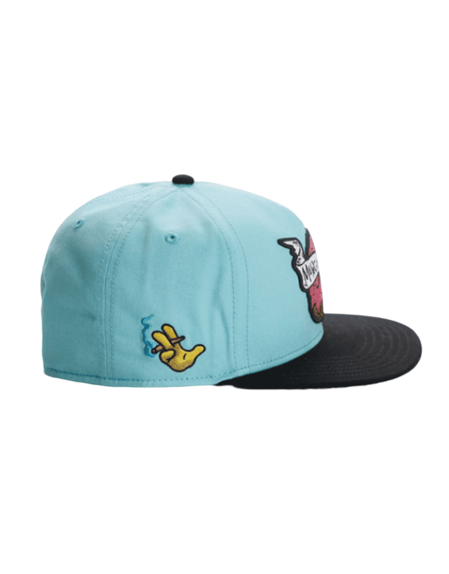 Munchie Madness Blue Snapback Cap - Casual Blue Snapback For Relaxed Weekend Looks