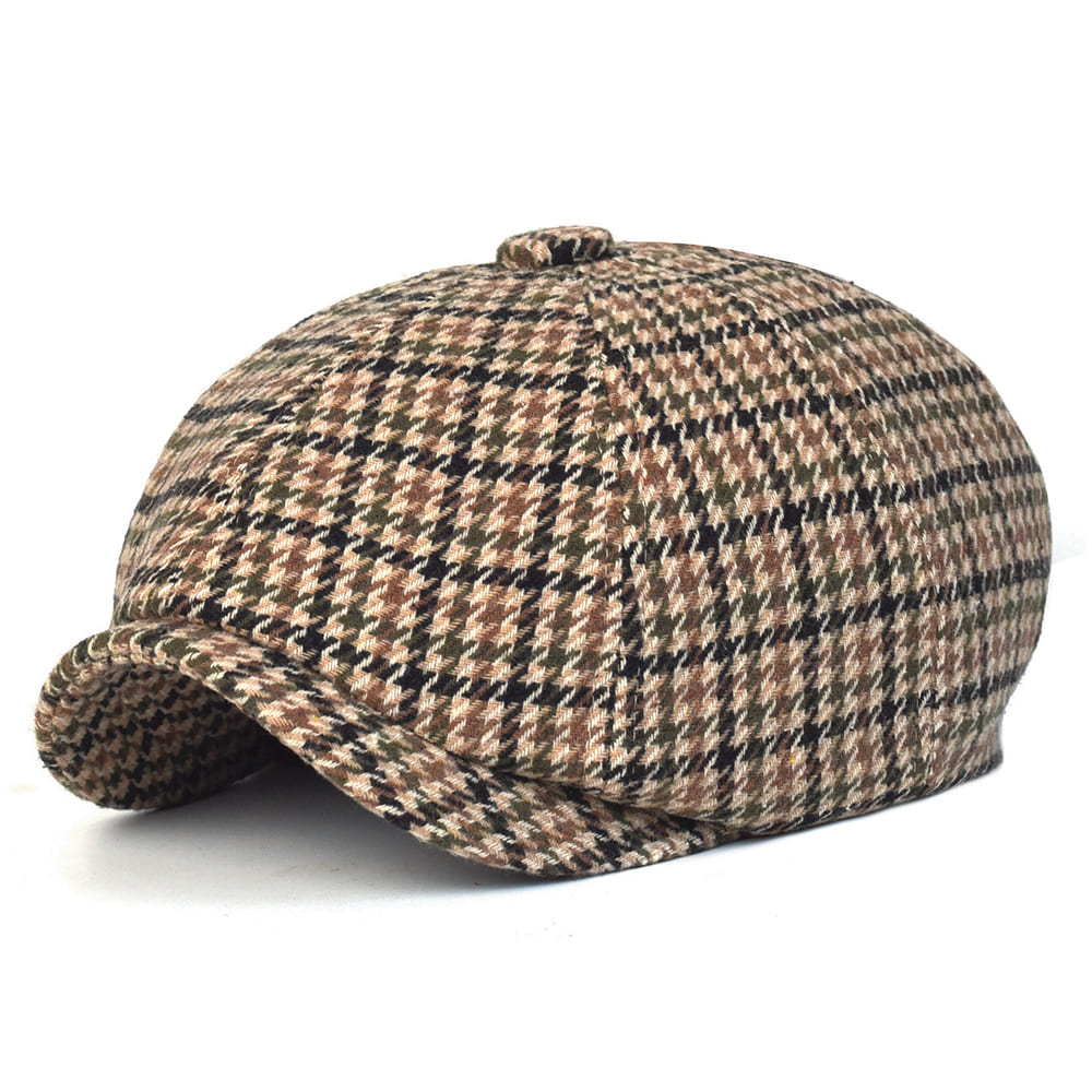 NH Wool Newsboy Cap – Houndstooth 8 Panel Classic Hat