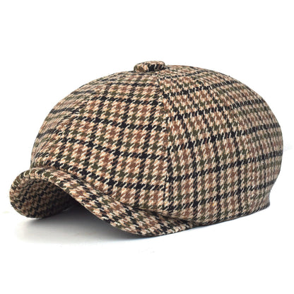 NH Wool Newsboy Cap – Houndstooth 8 Panel Classic Hat