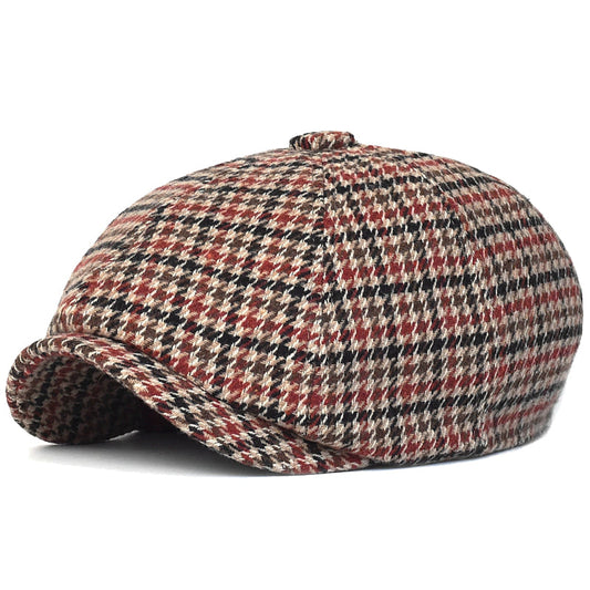 NH Wool Newsboy Cap – Houndstooth 8 Panel Classic Hat