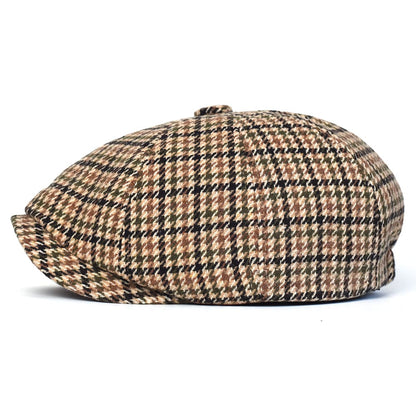 NH Wool Newsboy Cap – Houndstooth 8 Panel Classic Hat