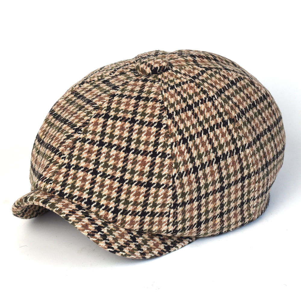 NH Wool Newsboy Cap – Houndstooth 8 Panel Classic Hat