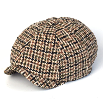 NH Wool Newsboy Cap – Houndstooth 8 Panel Classic Hat