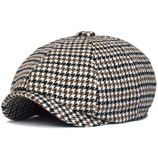 NH Wool Newsboy Cap – Houndstooth 8 Panel Classic Hat
