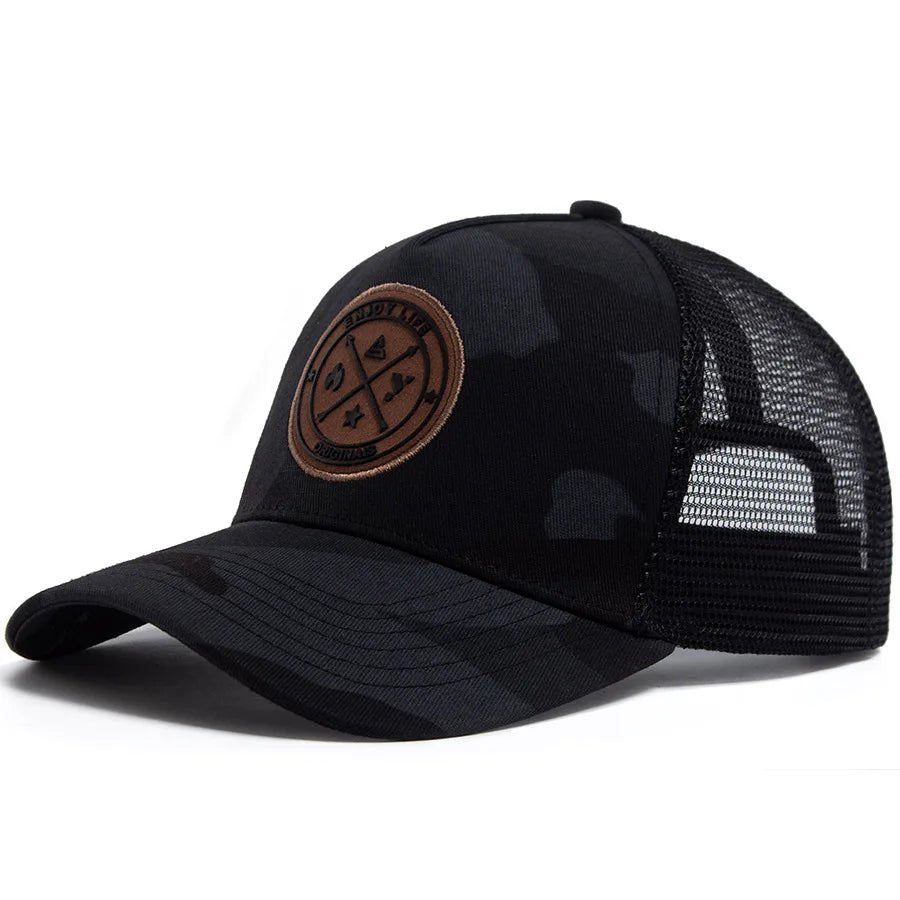 National Basketball League Camouflage Trucker Cap - Embroidered Logo Cotton Mesh Cap