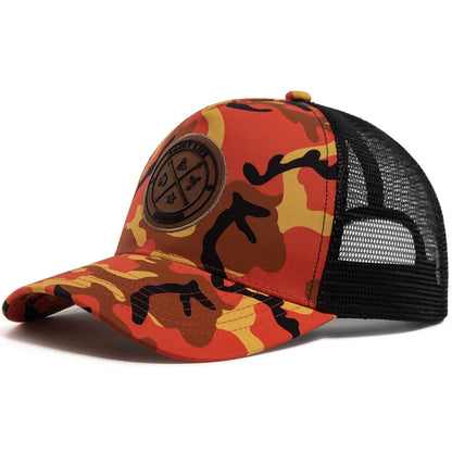 National Basketball League Camouflage Trucker Cap - Embroidered Logo Cotton Mesh Cap