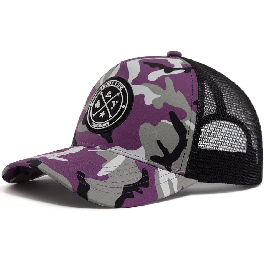 National Basketball League Camouflage Trucker Cap - Embroidered Logo Cotton Mesh Cap