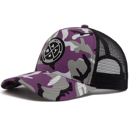 National Basketball League Camouflage Trucker Cap - Embroidered Logo Cotton Mesh Cap
