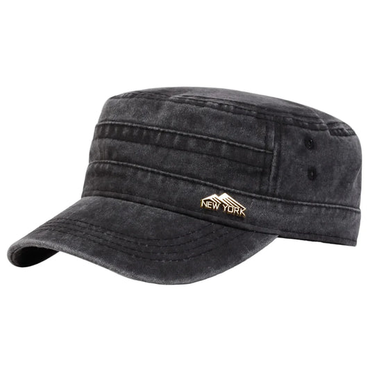 New York Washed Cotton Army Cap - Classic Washed Cotton Army Cap With NYC Inspired Look