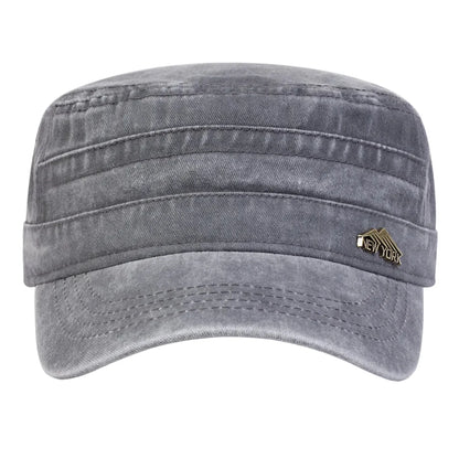 New York Washed Cotton Army Cap - Classic Washed Cotton Army Cap With NYC Inspired Look