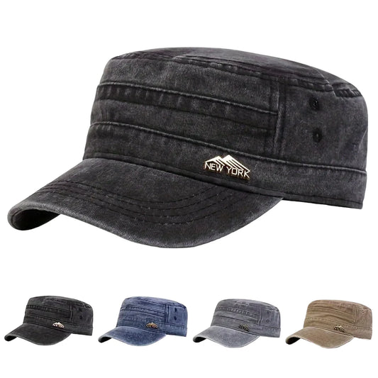 New York Washed Cotton Army Cap - Classic Washed Cotton Army Cap With NYC Inspired Look