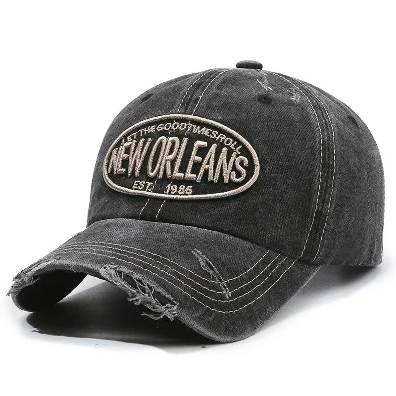 New Orleans Vintage Baseball Cap – Ripped Cotton Adjustable Hat