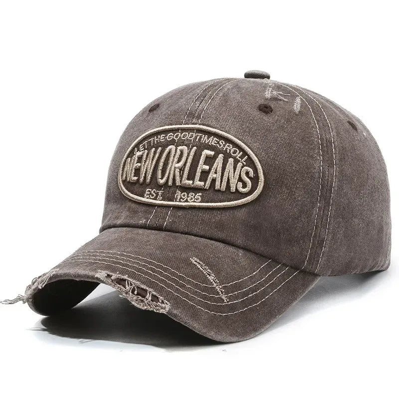 New Orleans Vintage Baseball Cap – Ripped Cotton Adjustable Hat