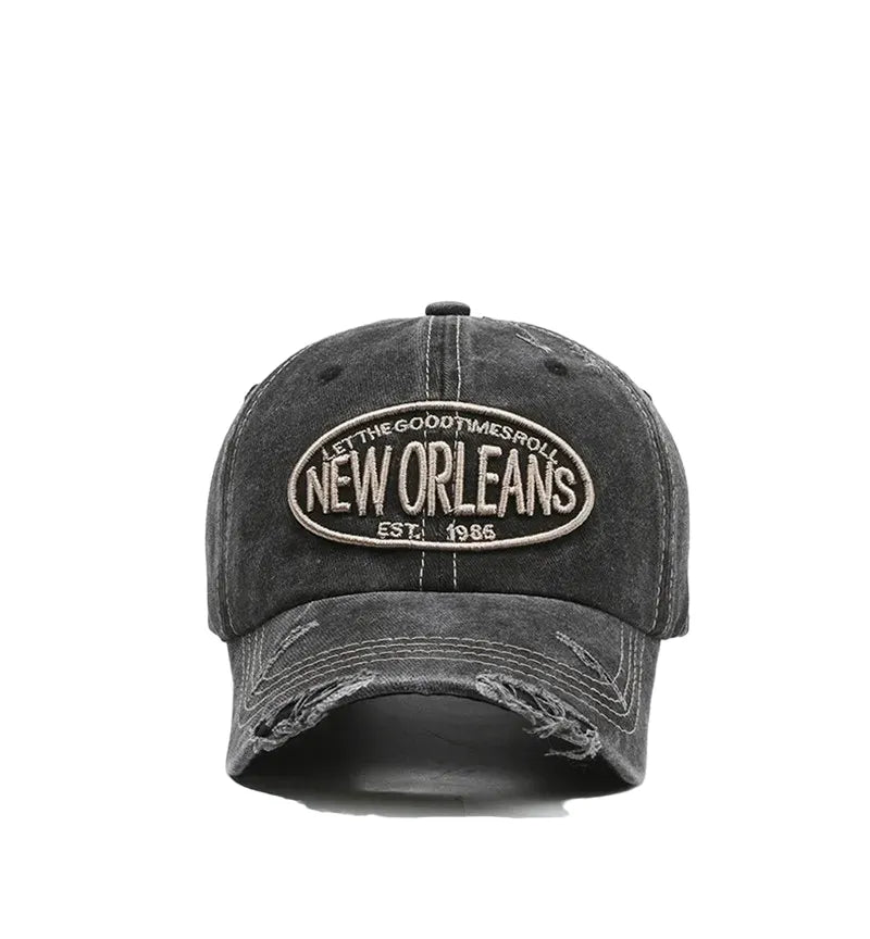New Orleans Vintage Baseball Cap – Ripped Cotton Adjustable Hat