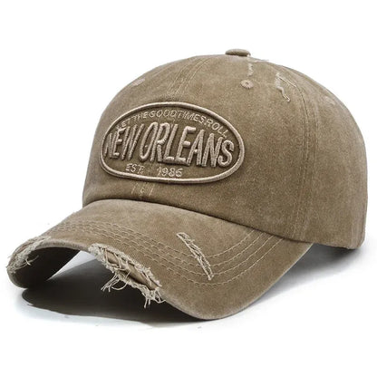 New Orleans Vintage Baseball Cap – Ripped Cotton Adjustable Hat