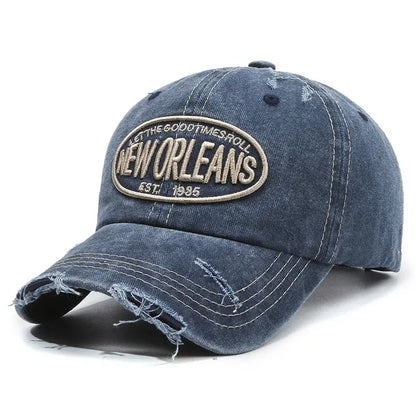 New Orleans Vintage Baseball Cap – Ripped Cotton Adjustable Hat