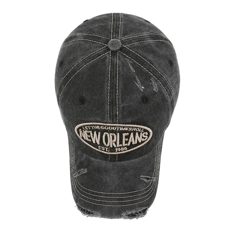 New Orleans Vintage Baseball Cap – Ripped Cotton Adjustable Hat