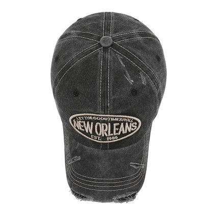 New Orleans Vintage Baseball Cap – Ripped Cotton Adjustable Hat