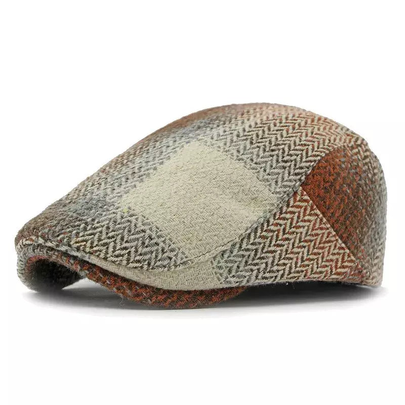 Newark Patchwork Flat Cap - Classic Patchwork Cap In Organic Cotton With Soft Comfort