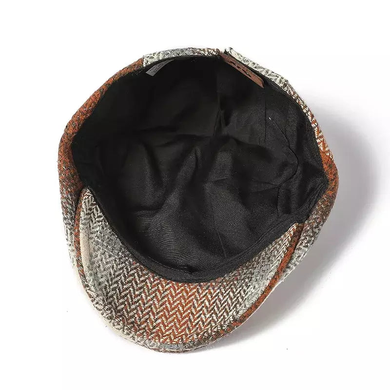 Newark Patchwork Flat Cap - Classic Patchwork Cap In Organic Cotton With Soft Comfort