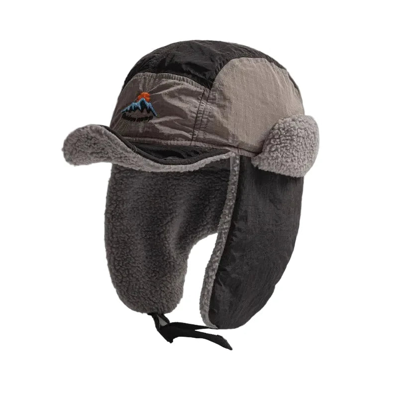 Northern Sunset Patchwork Trapper Hat with Ear Flaps