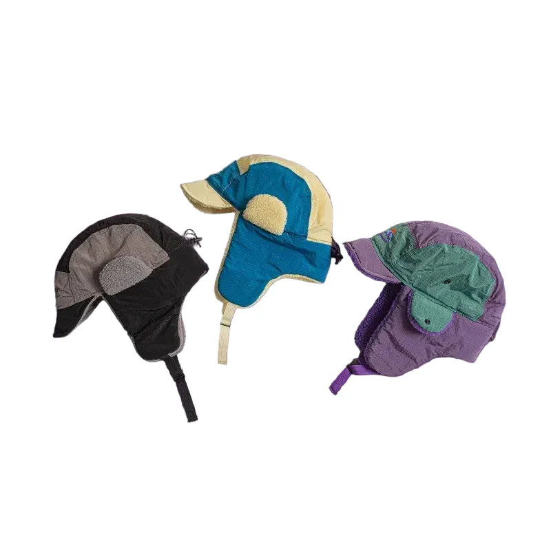 Northern Sunset Patchwork Trapper Hat with Ear Flaps