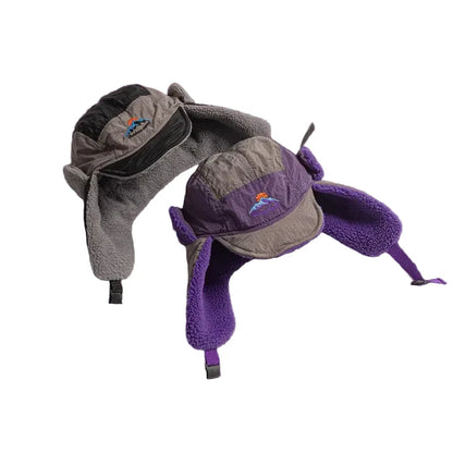 Northern Sunset Patchwork Trapper Hat with Ear Flaps