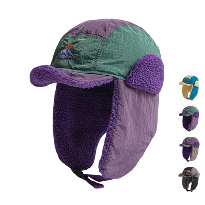 Northern Sunset Patchwork Trapper Hat with Ear Flaps