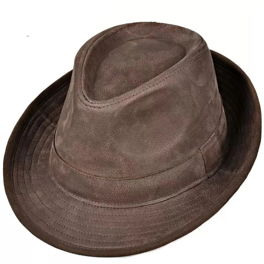 Nubuck Genuine Leather Trilby Hat - Timeless, Versatile Classic For Smart Casual Style