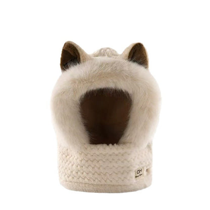 Cute Winter Warm Fox Ear Hat Scarf - Urban Caps 