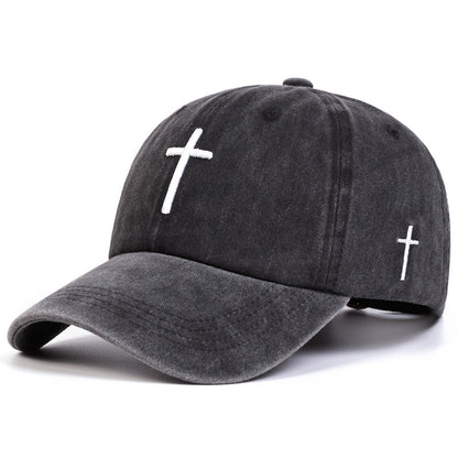 Four Seasons Embroidered Cross Casual Versatile Sun Hat - Urban Caps 