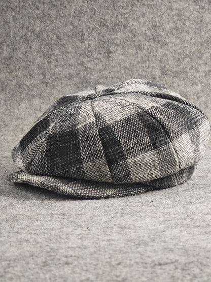 Classic Winter Octagonal Cap – Men’s Dome-Style Plaid Hat | Warm & Stylish - Urban Caps 
