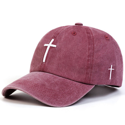 Four Seasons Embroidered Cross Casual Versatile Sun Hat - Urban Caps 