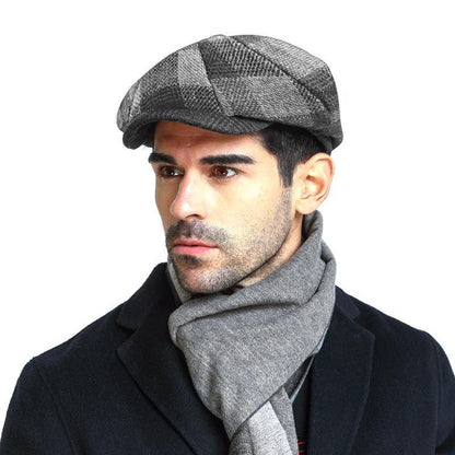 Classic Winter Octagonal Cap – Men’s Dome-Style Plaid Hat | Warm & Stylish - Urban Caps 