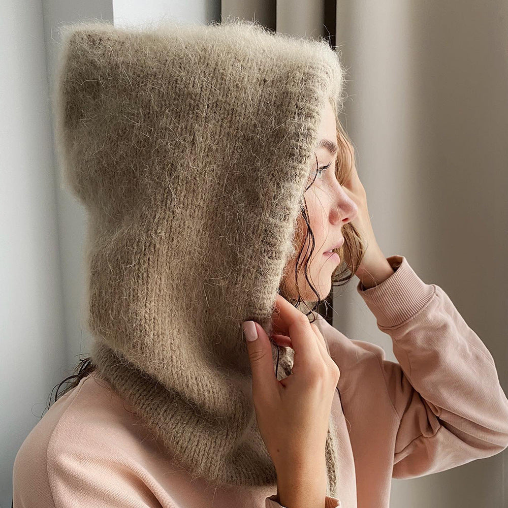 Autumn And Winter Fashion Warm Scarf Neck Protection Integrated Woolen Knitted Hat - Urban Caps 