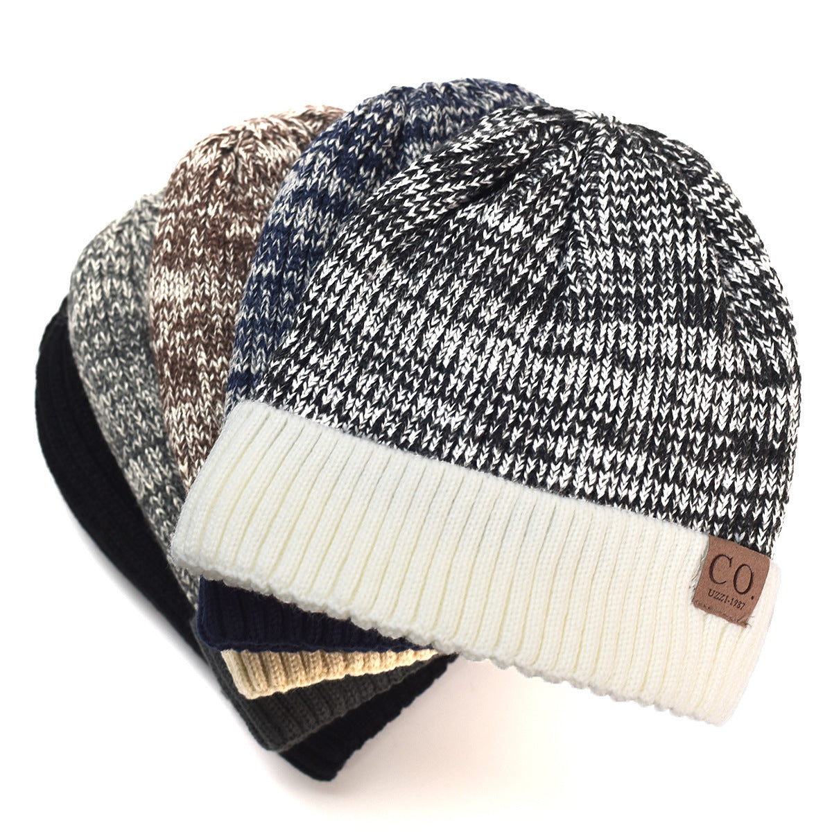Color Matching Woolen Cap Winter Fleece Lined Padded Warm Keeping Knitted Hat - Urban Caps 
