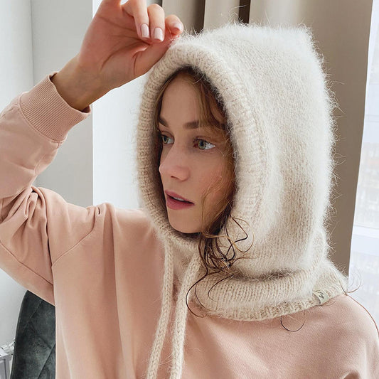 Autumn And Winter Fashion Warm Scarf Neck Protection Integrated Woolen Knitted Hat - Urban Caps 