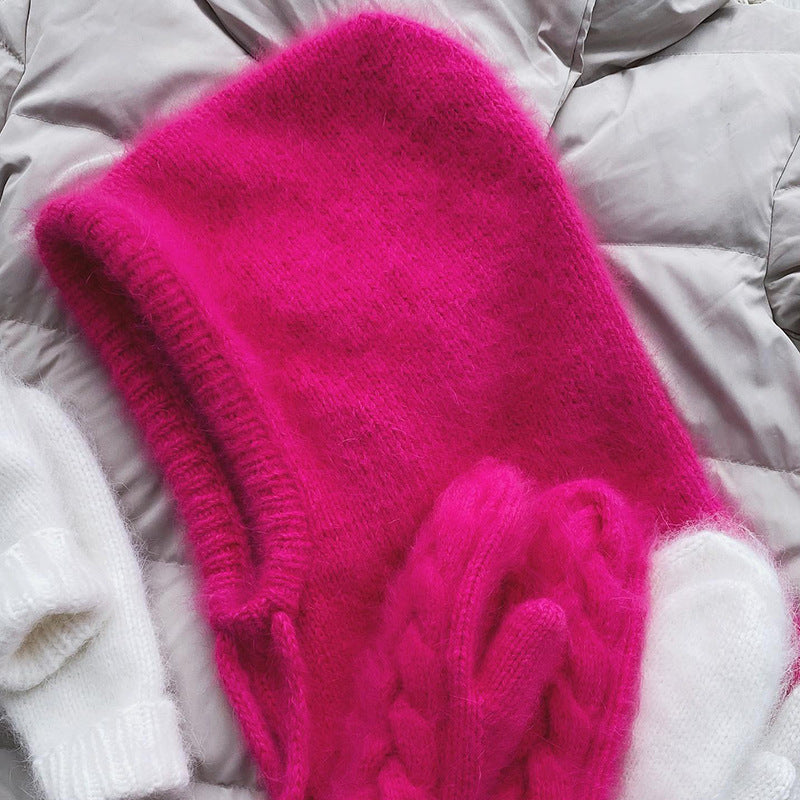 Autumn And Winter Fashion Warm Scarf Neck Protection Integrated Woolen Knitted Hat - Urban Caps 