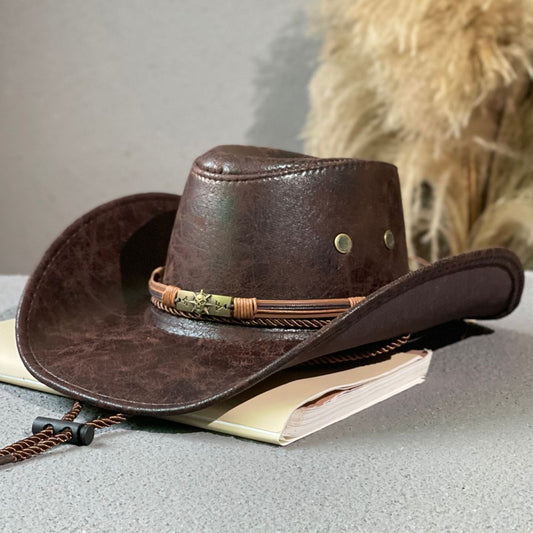 Leather Retro Ethnic Style Western Denim Hat - Urban Caps 
